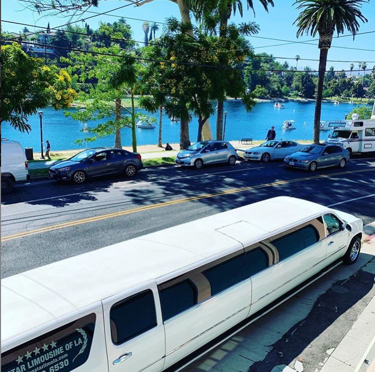 Stretch limo by the lake
